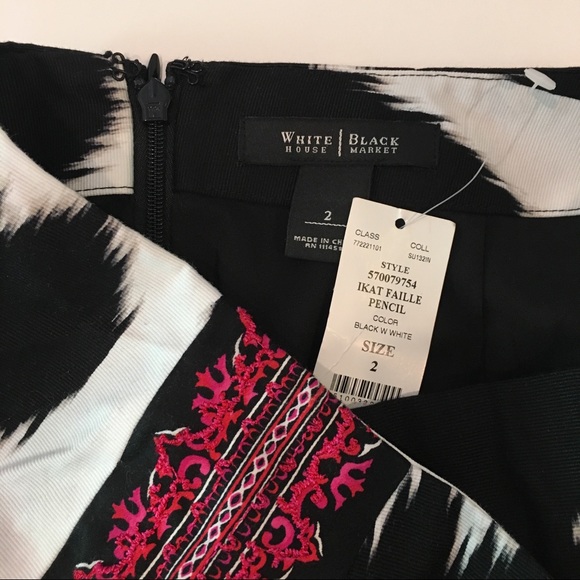NWT WHBM Graphic Ikat Faille Pencil Skirt 2 - Picture 3 of 5